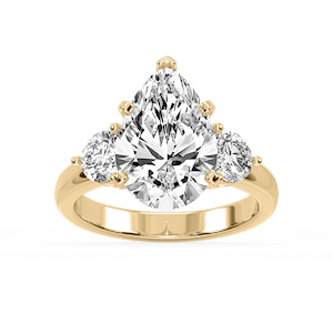 Savannah Pear Lab Grown Diamond Round Sides Three Stone Engagement Ring