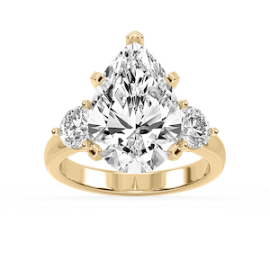 Savannah Pear Lab Grown Diamond Round Sides Three Stone Engagement Ring