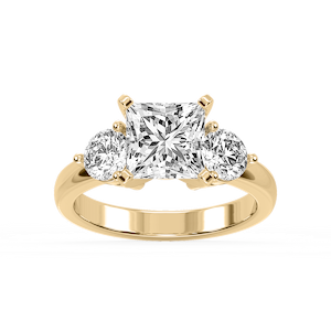 Savannah Princess Lab Grown Diamond Round Sides Three Stone Engagement Ring