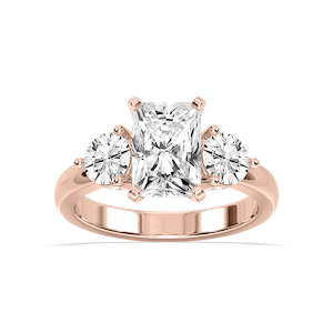 Savannah Radiant Lab Grown Diamond Round Sides Three Stone Engagement Ring