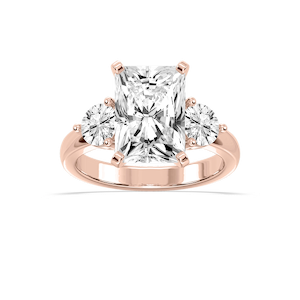 Savannah Radiant Lab Grown Diamond Round Sides Three Stone Engagement Ring