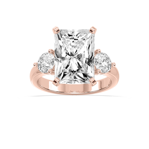 Savannah Radiant Lab Grown Diamond Round Sides Three Stone Engagement Ring