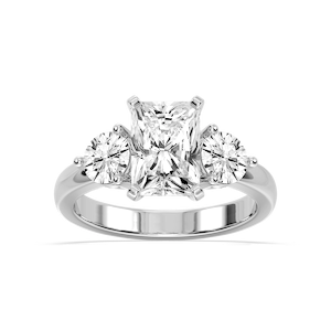 Savannah Radiant Lab Grown Diamond Round Sides Three Stone Engagement Ring