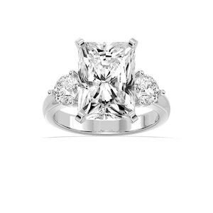 Savannah Radiant Lab Grown Diamond Round Sides Three Stone Engagement Ring