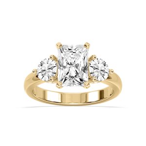 Savannah Radiant Lab Grown Diamond Round Sides Three Stone Engagement Ring