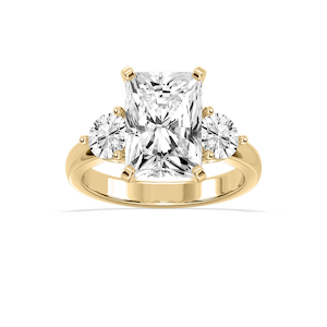 Savannah Radiant Lab Grown Diamond Round Sides Three Stone Engagement Ring