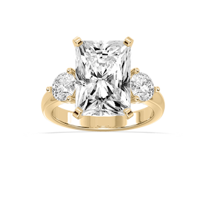Savannah Radiant Lab Grown Diamond Round Sides Three Stone Engagement Ring