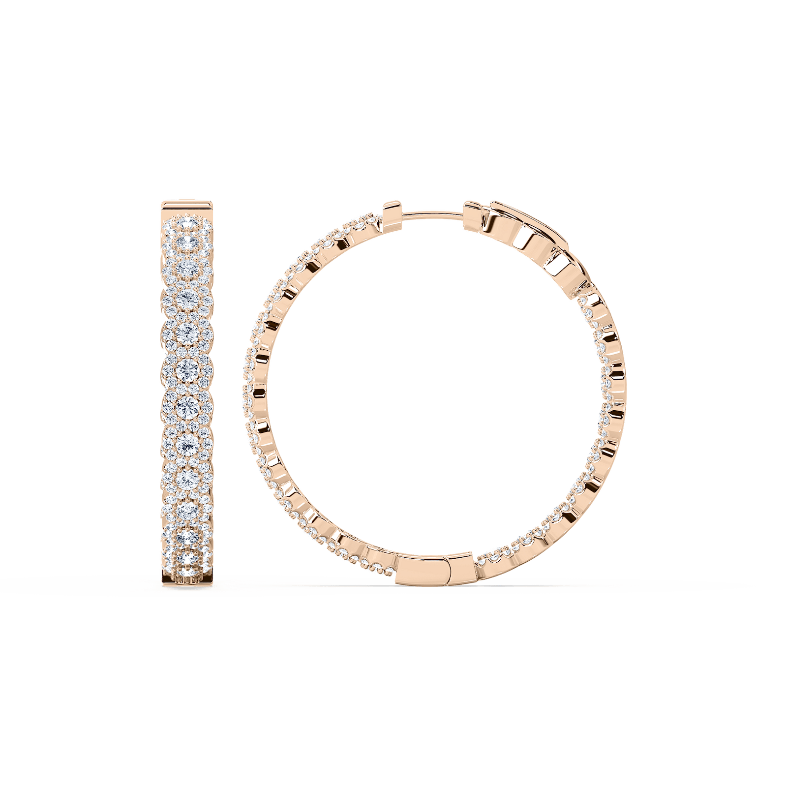 5 ¾ ctw Round Lab Grown Diamond Scalloped Edge Hoop Earrings