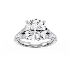 Scarlett 7 ³⁄₄ ctw Round Lab Grown Diamond Split Shank Side Stone Engagement Ring - Signature Collection