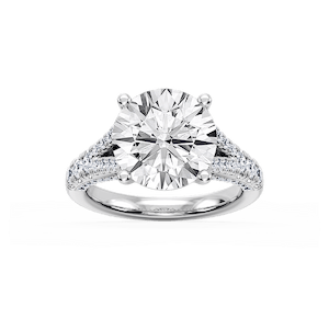 Scarlett 7 ³⁄₄ ctw Round Lab Grown Diamond Split Shank Side Stone Engagement Ring - Signature Collection