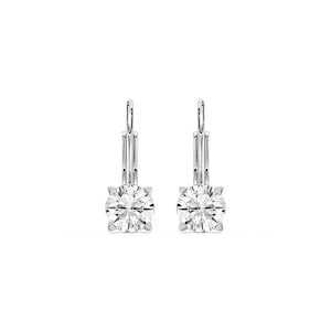 Round Lab Grown Diamond Filigree Scroll Leverback Drop Earrings