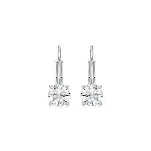 Round Lab Grown Diamond Filigree Scroll Leverback Drop Earrings