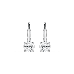 Round Lab Grown Diamond Filigree Scroll Leverback Drop Earrings