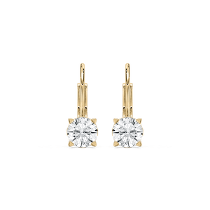 Round Lab Grown Diamond Filigree Scroll Leverback Drop Earrings