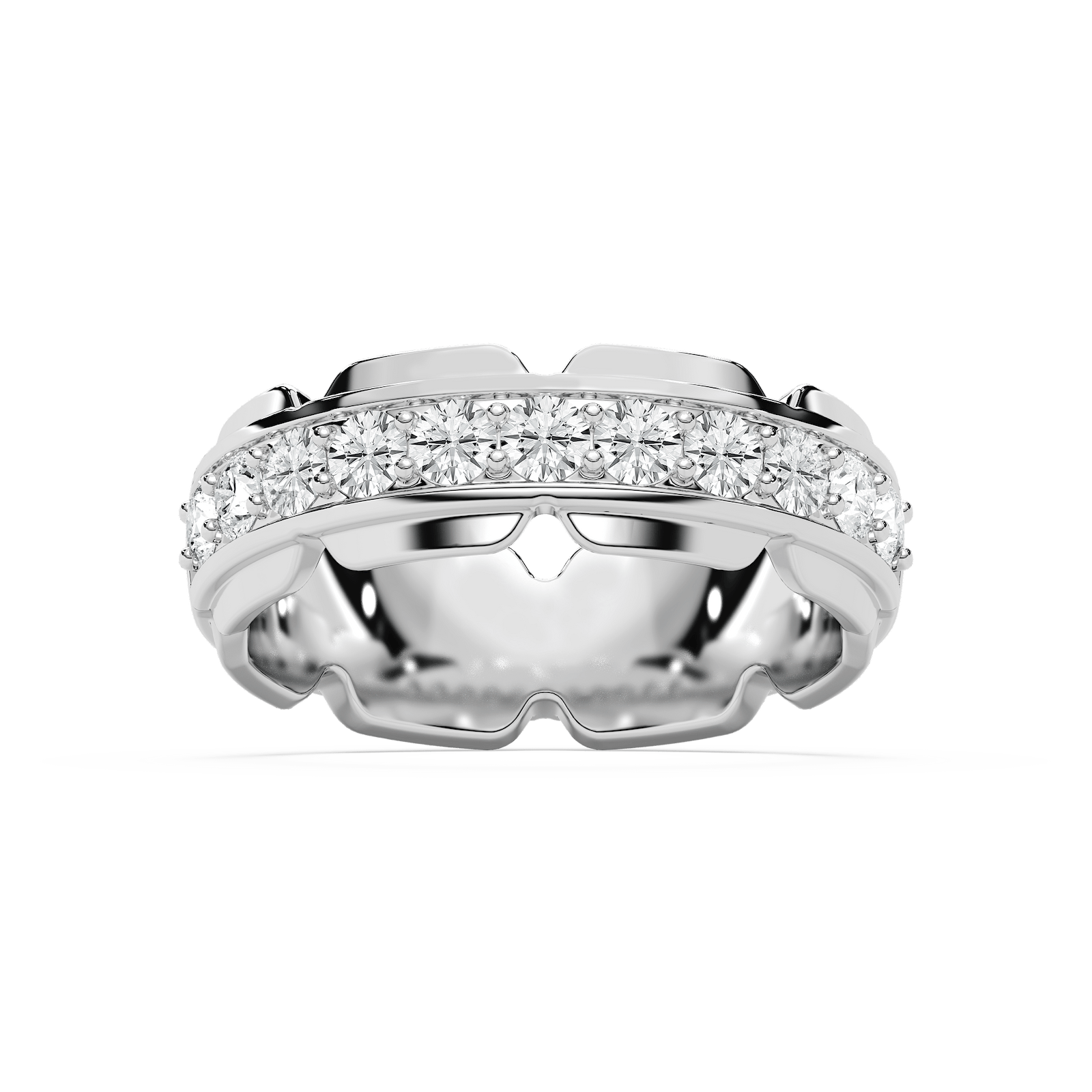 Zayn 1 ⅕ ctw Round Lab Grown Diamond 7.50mm Grooved Channel Mens Wedding Band