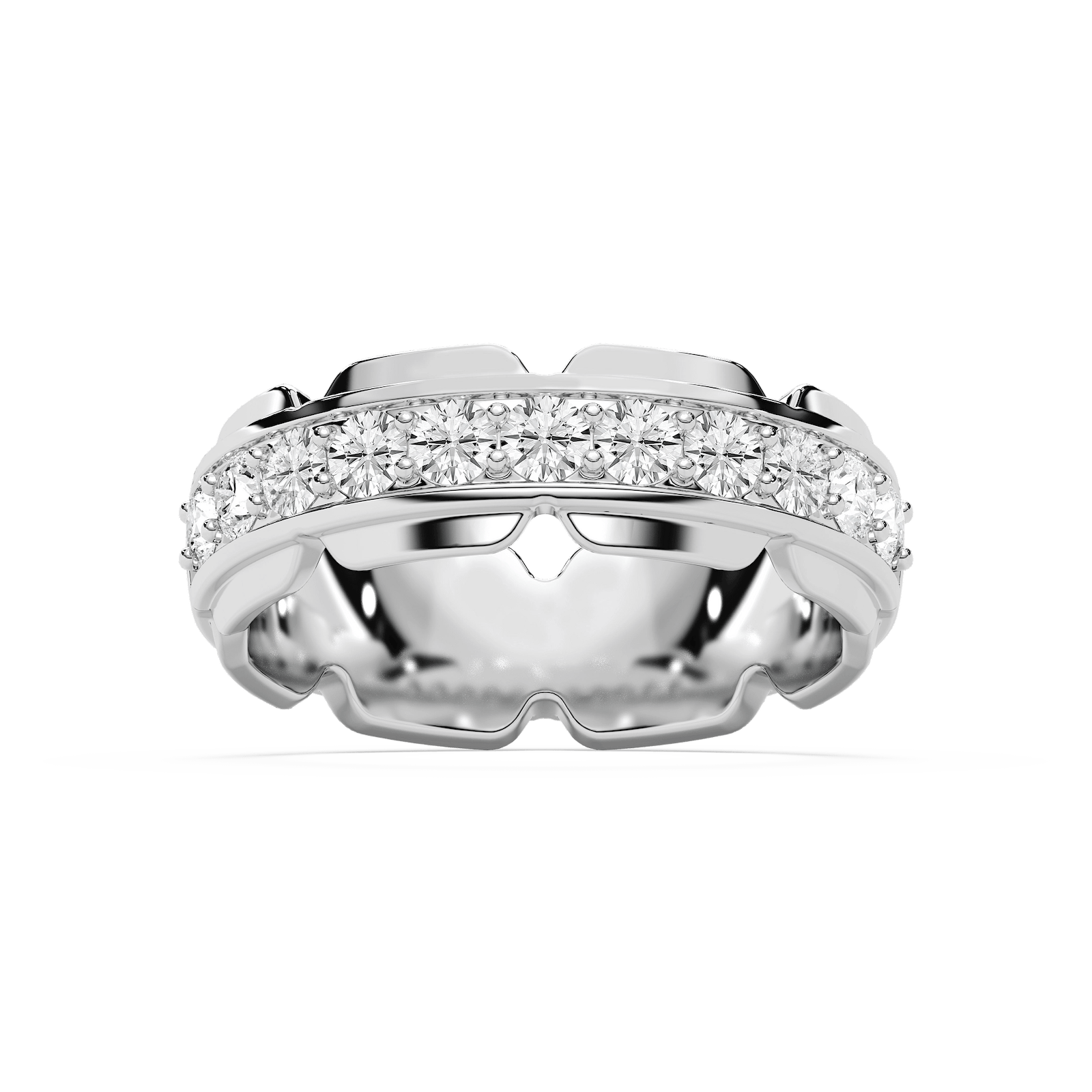 Zayn 1 ⅕ ctw Round Lab Grown Diamond 7.50mm Grooved Channel Mens Wedding Band
