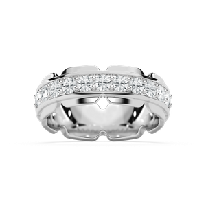 Zayn 1 ⅕ ctw Round Lab Grown Diamond 7.50mm Grooved Channel Mens Wedding Band
