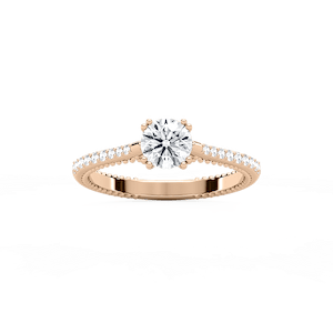 Selah 7/8 ctw Round Lab Grown Diamond Petite Textured Side Stone Engagement Ring