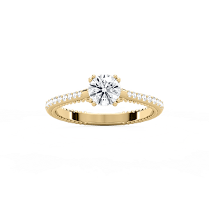 Selah 7/8 ctw Round Lab Grown Diamond Petite Textured Side Stone Engagement Ring