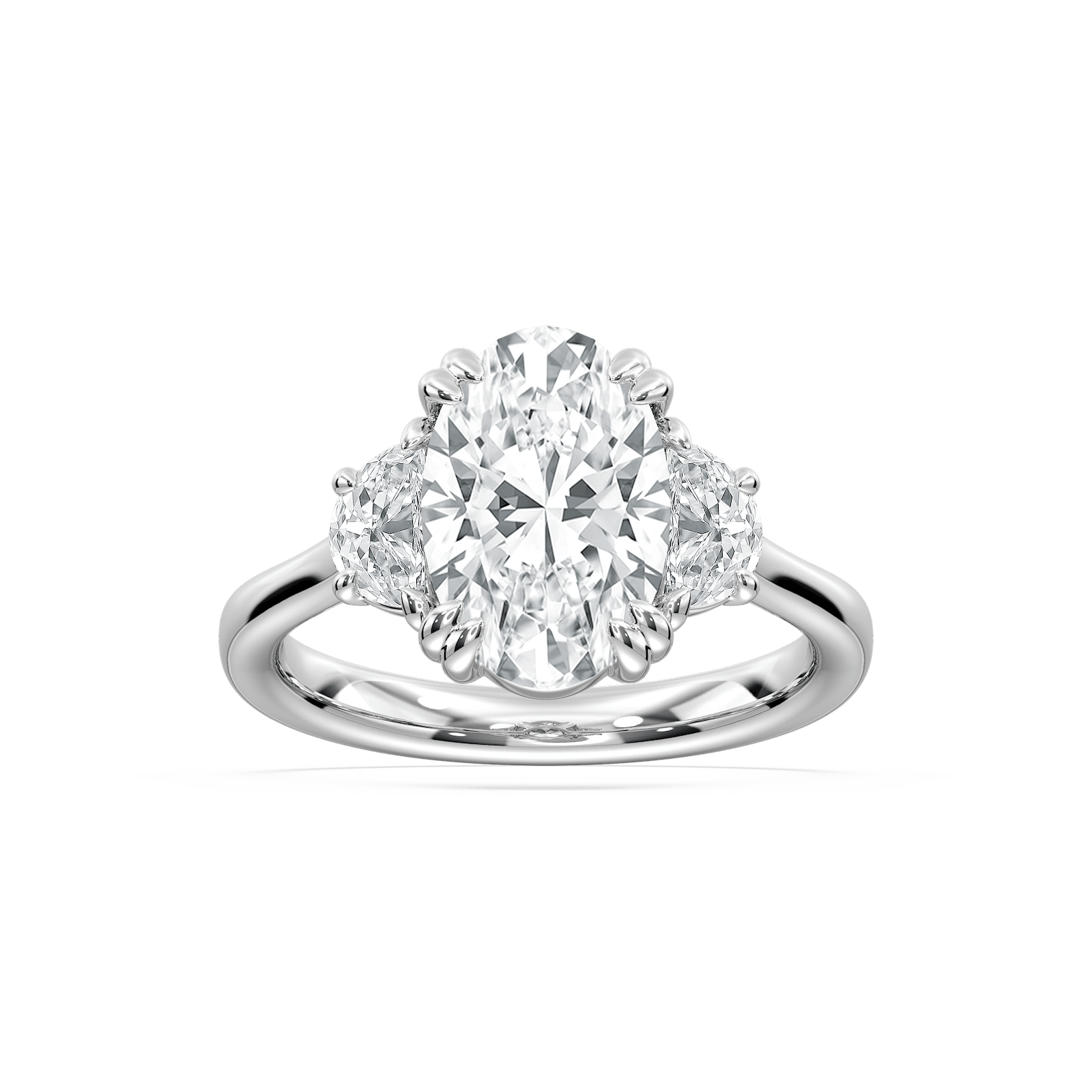 Selene Oval Three Stone Ring in Rose Gold