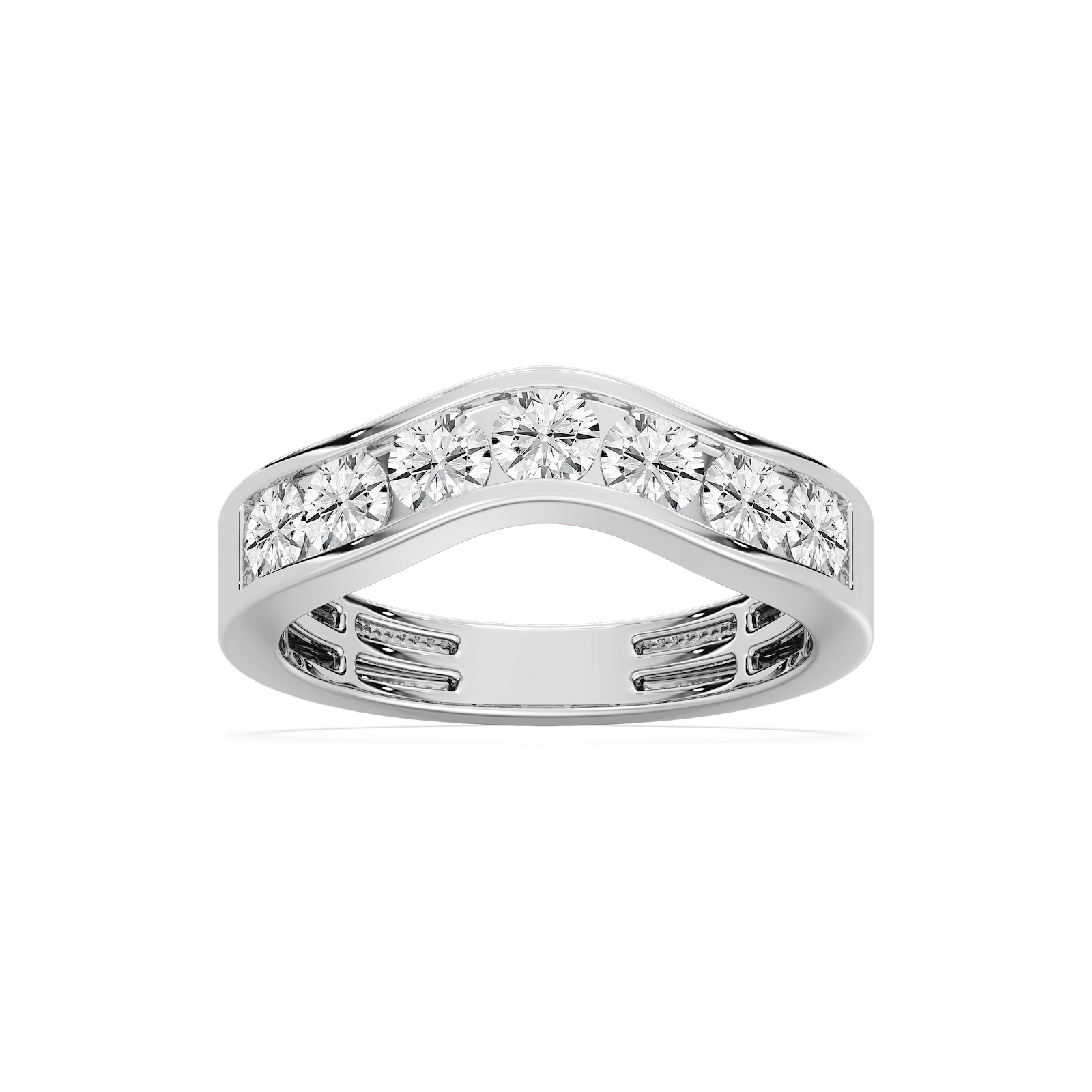 Seven-Stone Curved Channel Band in Rose Gold