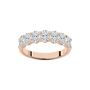 Pearl Oval Lab Grown Diamond Seven Stone V-Prong Anniversary Band