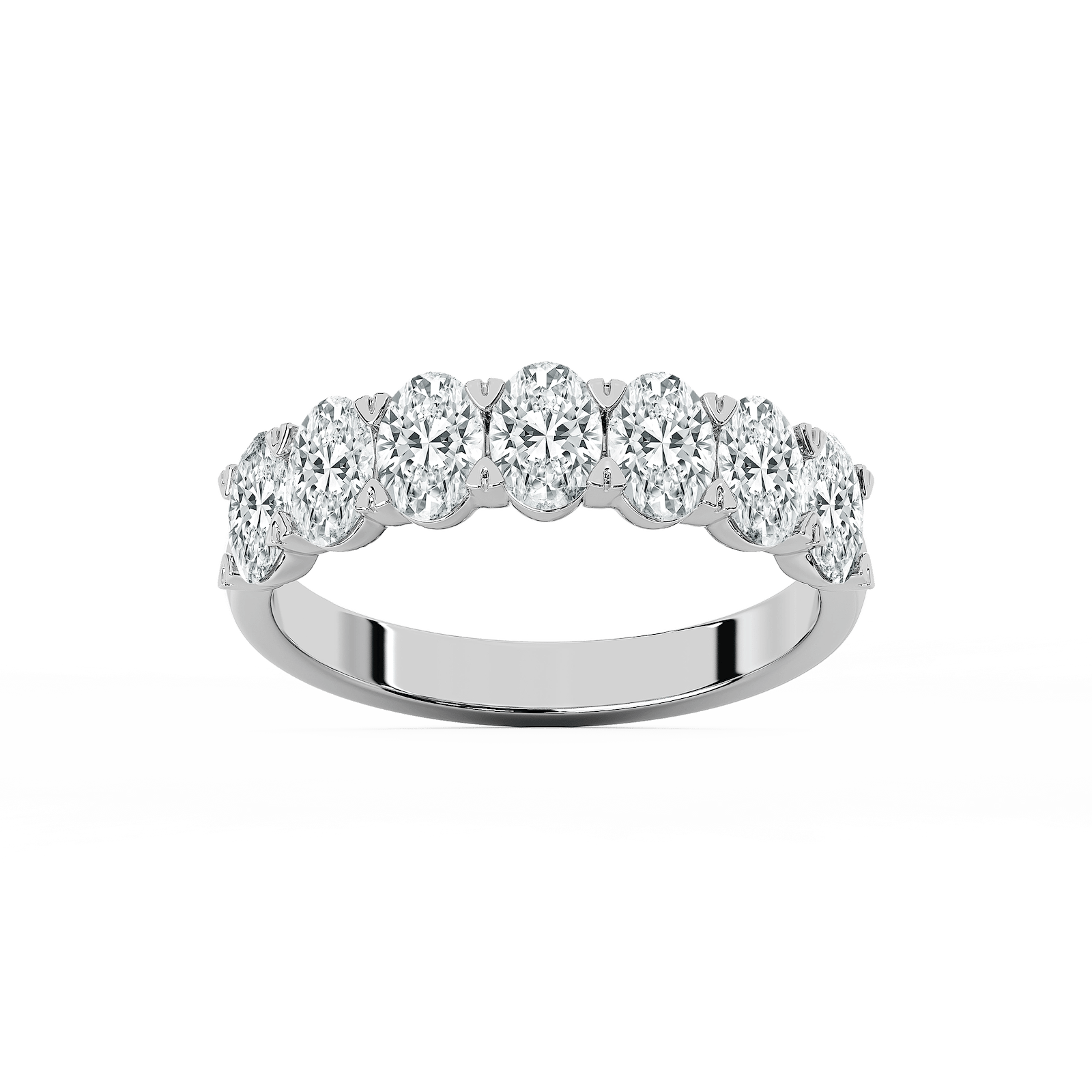 Pearl Oval Lab Grown Diamond Seven Stone V-Prong Anniversary Band