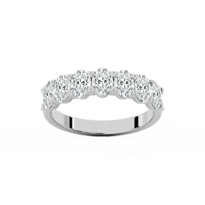 Pearl Oval Lab Grown Diamond Seven Stone V-Prong Anniversary Band