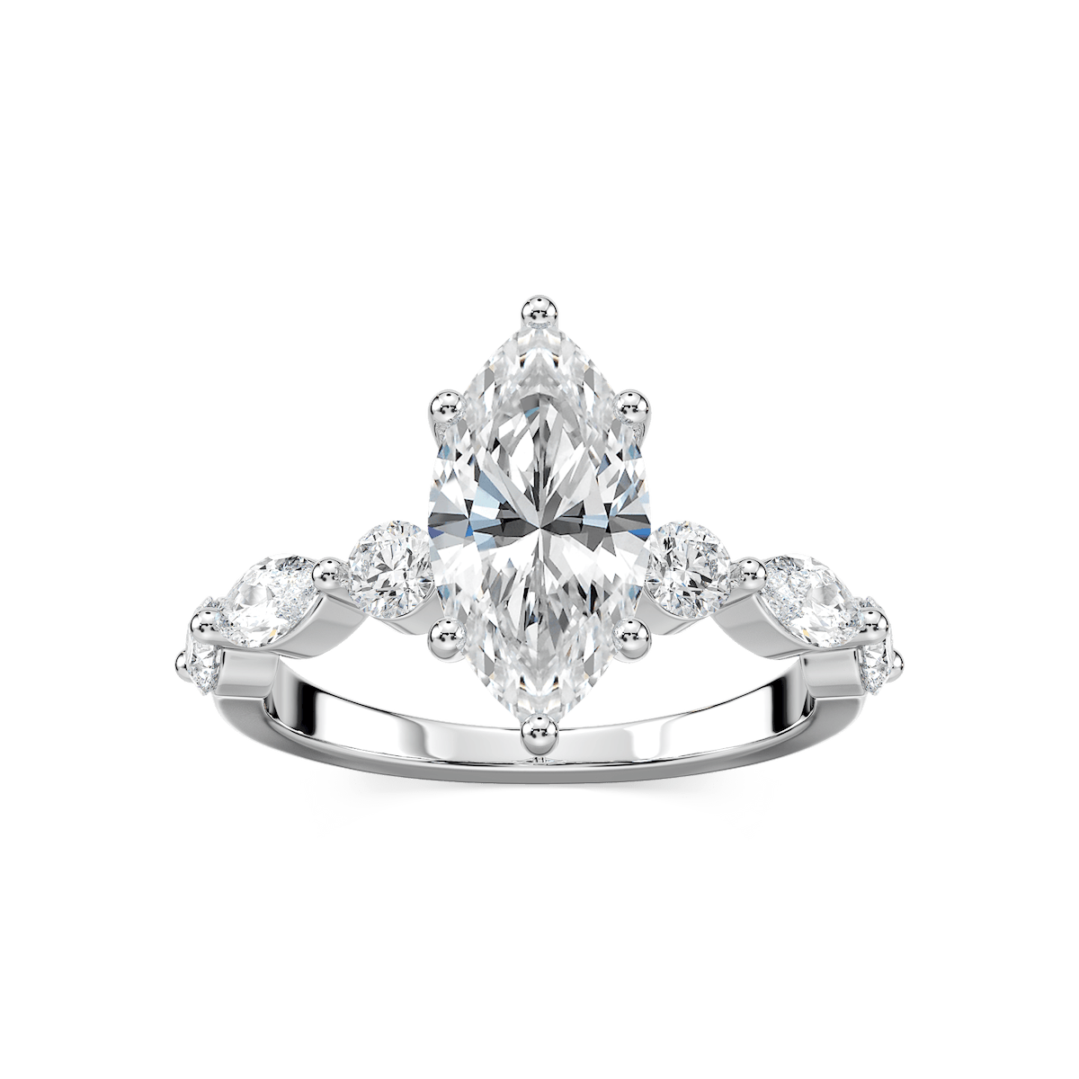 Sia Marquise Cut Engagement Ring with 2.00ct Marquise Cut Lab-Grown Diamond 14K White Gold