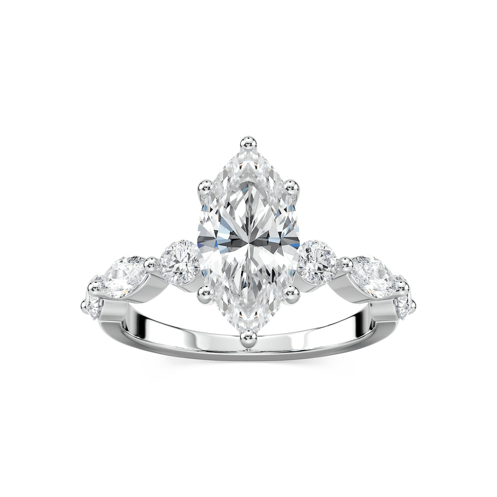 Sia Marquise Cut Engagement Ring with 2.00ct Marquise Cut Lab-Grown Diamond 14K White Gold