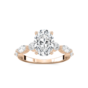 Sia Oval Lab Grown Diamond Single Shared Prong Side Stone Engagement Ring