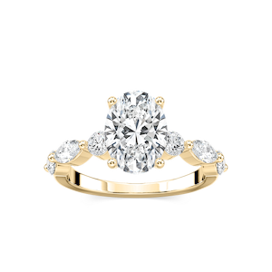 Sia Oval Lab Grown Diamond Single Shared Prong Side Stone Engagement Ring