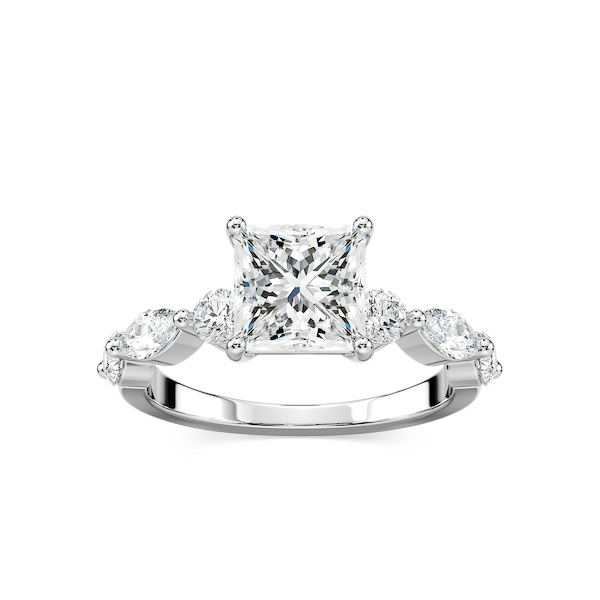 Sia Princess Lab Grown Diamond Single Shared Prong Side Stone Engagement Ring