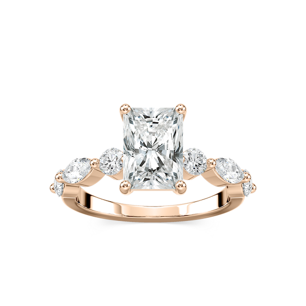 Sia Radiant Lab Grown Diamond Single Shared Prong Side Stone Engagement Ring