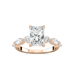 Sia Radiant Lab Grown Diamond Single Shared Prong Side Stone Engagement Ring