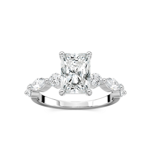 Sia Radiant Lab Grown Diamond Single Shared Prong Side Stone Engagement Ring