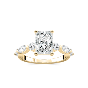 Sia Radiant Lab Grown Diamond Single Shared Prong Side Stone Engagement Ring