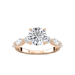 Sia Round Lab Grown Diamond Single Shared Prong Side Stone Engagement Ring