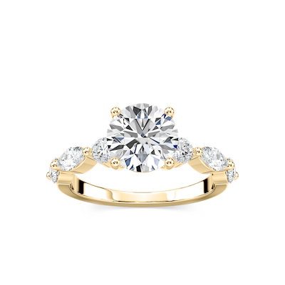 Sia Round Lab Grown Diamond Single Shared Prong Side Stone Engagement Ring