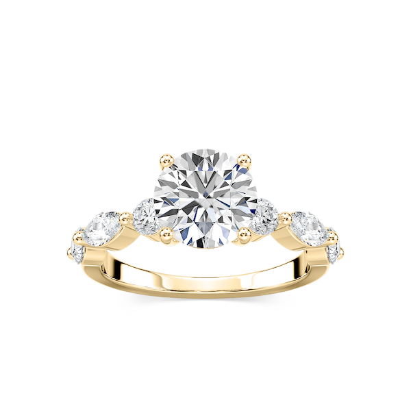 Sia Round Lab Grown Diamond Single Shared Prong Side Stone Engagement Ring