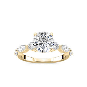 Sia Round Lab Grown Diamond Single Shared Prong Side Stone Engagement Ring
