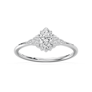 Signe 5/8 ctw Marquise Lab Grown Diamond Petite Side Stone Engagement Ring