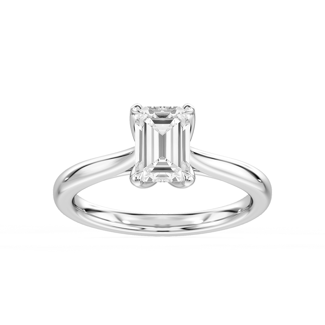 Skye 1 ½ ctw Emerald Lab Grown Diamond Cathedral Tulip Solitaire Engagement Ring