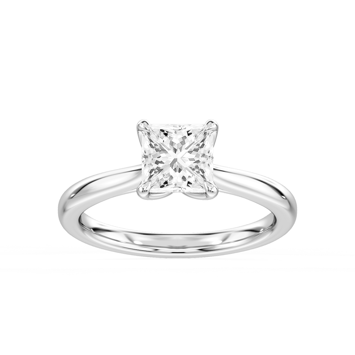 Skye 1 ½ ctw Princess Lab Grown Diamond Cathedral Tulip Solitaire Engagement Ring