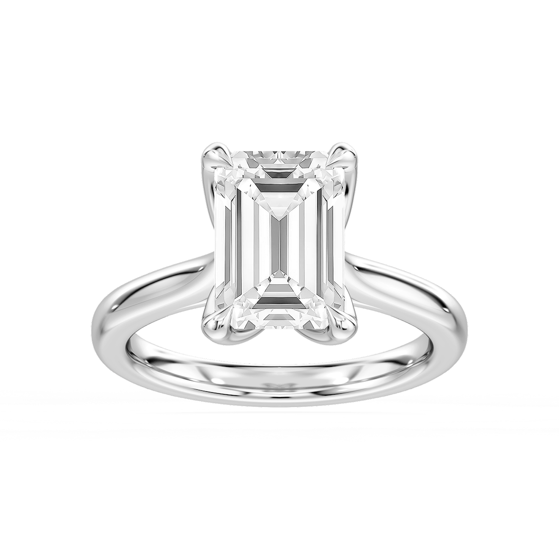 Skye 4 ctw Emerald Lab Grown Diamond Cathedral Tulip Solitaire Engagement Ring