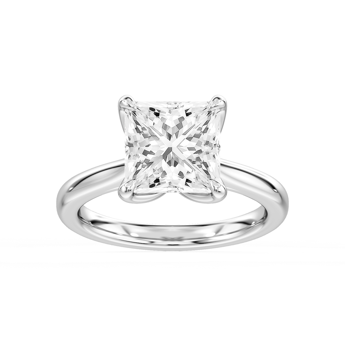 Skye 4 ctw Princess Lab Grown Diamond Cathedral Tulip Solitaire Engagement Ring