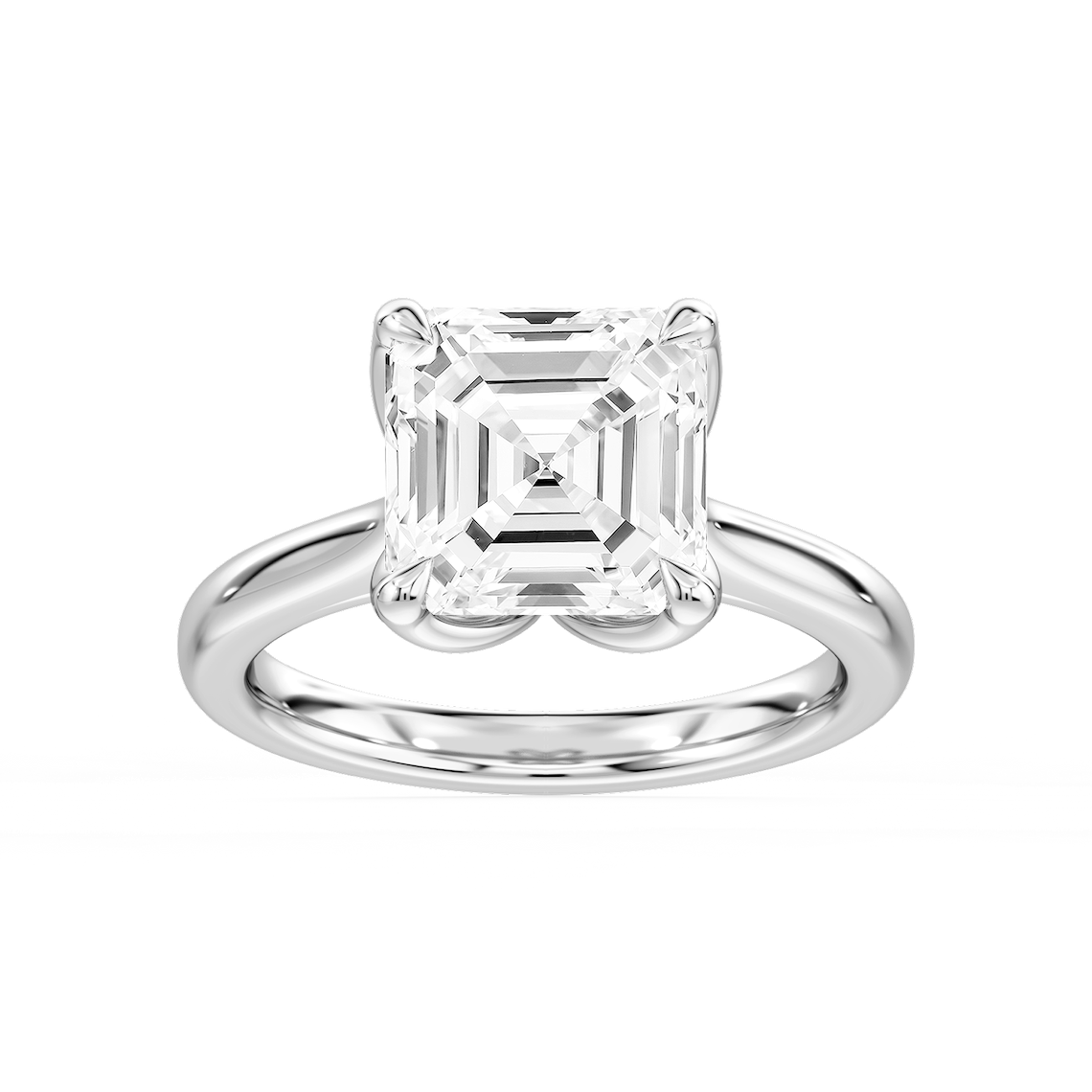 Skye 5 ctw Asscher Lab Grown Diamond Cathedral Tulip Solitaire Engagement Ring