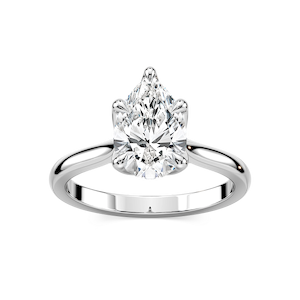 Skye Pear Lab Grown Diamond Cathedral Tulip Solitaire Engagement Ring