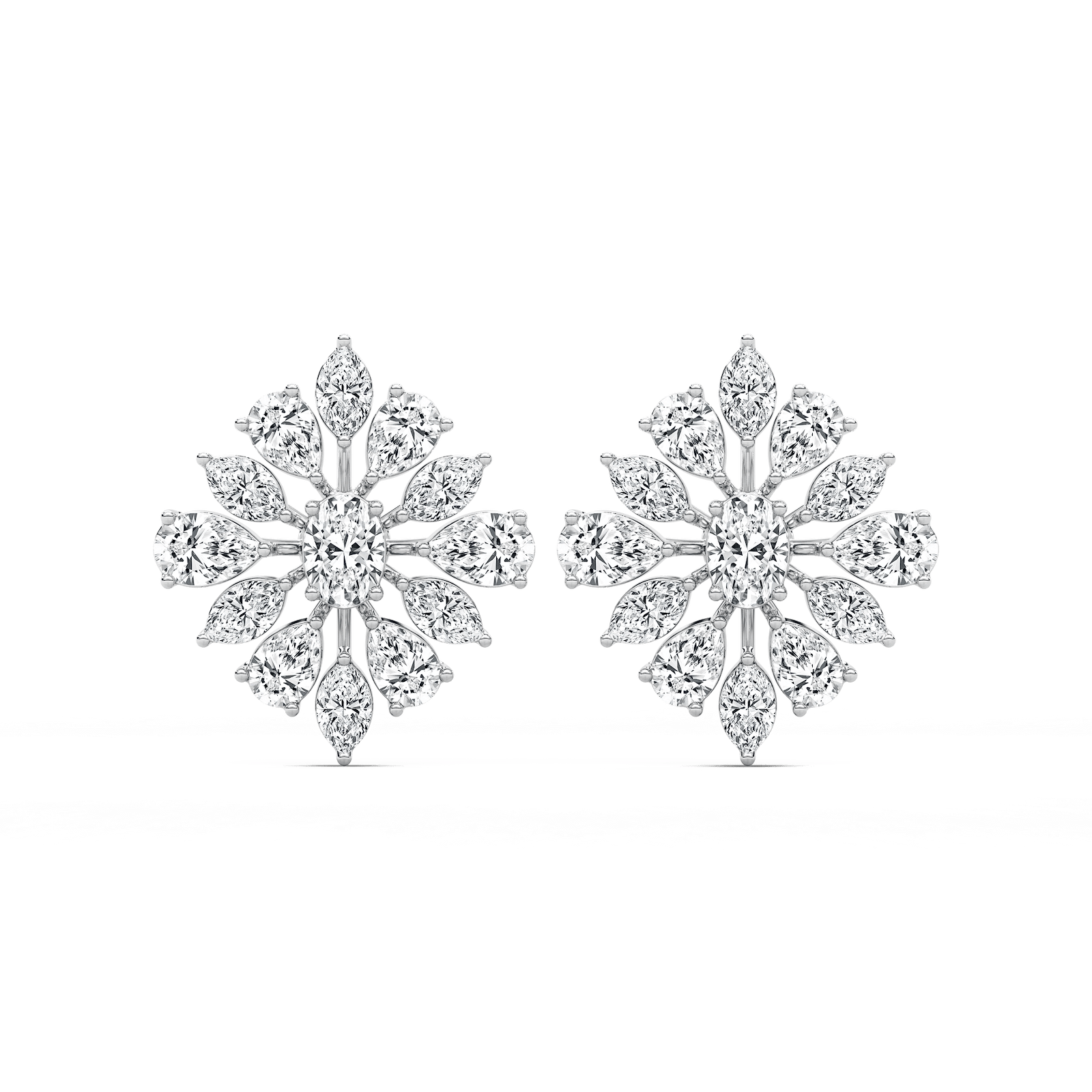 1 ⁷⁄₈ ctw Pear, Oval, and Marquise Lab Grown Diamond Snowflake Cluster Earrings