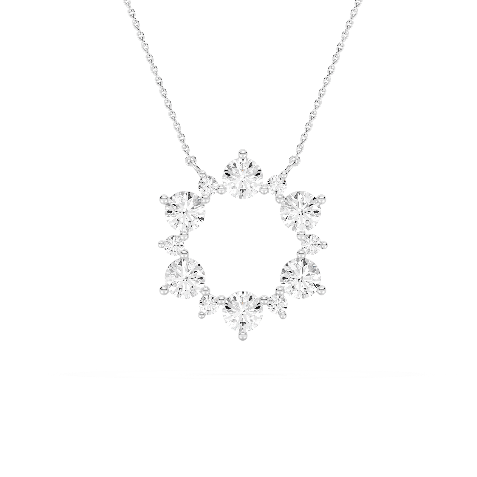 5/8 ctw Round Lab Grown Diamond Open Snowflake Pendant - 18 Inches